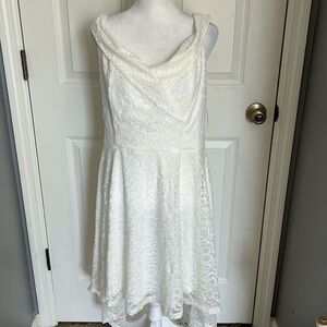 H R Homrain White Lace High Low Dress Cocktail Wedding Plus Size 2XL